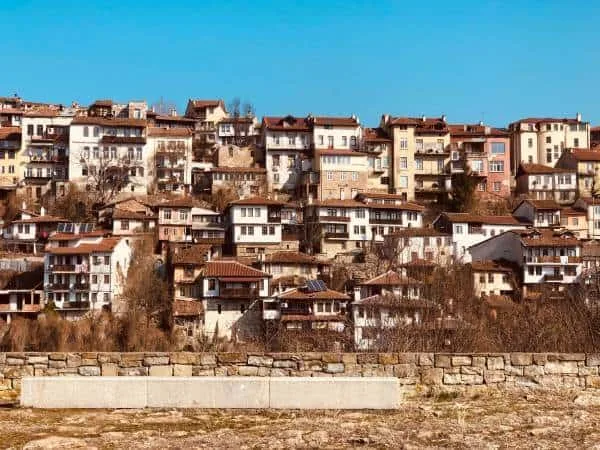 Stacked houses and buildings to sell in Troyan, Bulgaria.