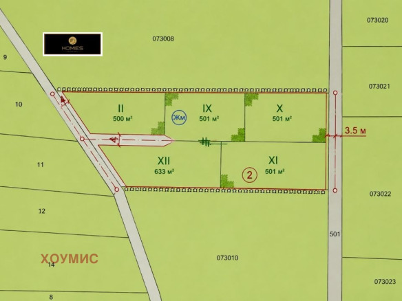 Кадастрална карта с 5 парцела земя Храбарско