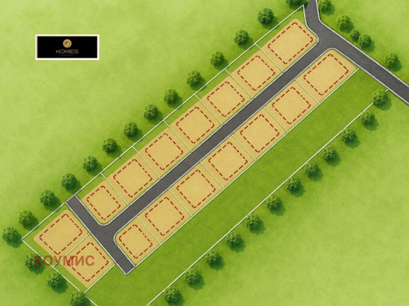 Aerial view of 12 regulated residential plots layout