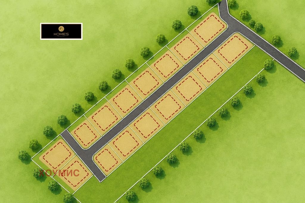 Aerial view of 12 regulated residential plots layout