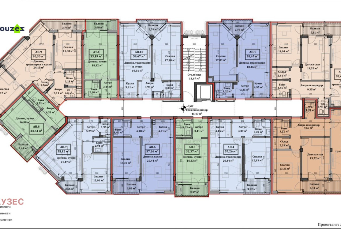 ednostaen-apartament-32-sqm-za-prodazhba-obelya-1-sofia-novo-stroitelstvo-2 Планиран етаж с тристайни и двустайни апартаменти