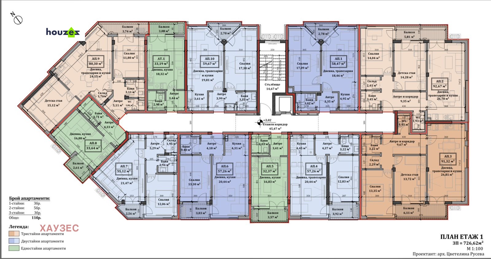 ednostaen-apartament-32-sqm-za-prodazhba-obelya-1-sofia-novo-stroitelstvo-2 Планиран етаж с тристайни и двустайни апартаменти