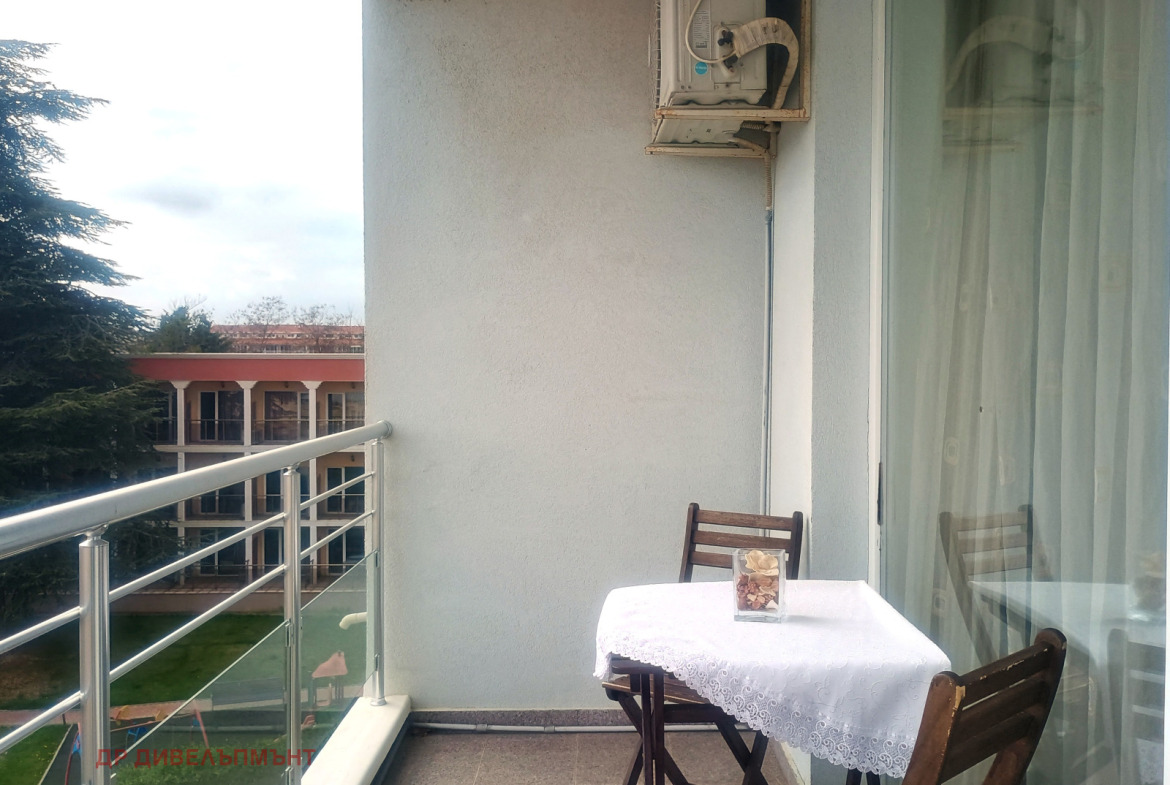 dvustaen-apartament-71-sqm-pod-naem-nesebar-kristal-biych-6 Bedroom with double bed and dark curtains