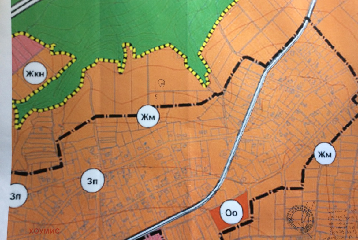 Urban zoning map showing residential and green zones